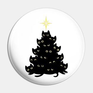Black Cat happy Christmas tree Pin