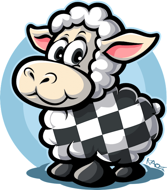 checkered pattern racing flag cartoon sheep Kids T-Shirt by KAOZ