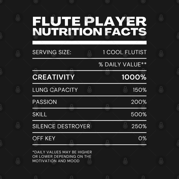 Flute Player Nutrition Facts by Delta V Art