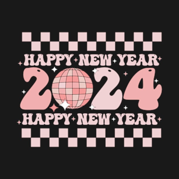 Happy New Year 2024 Groovy Retro Goodbye 2023 Hello 2024 by larfly