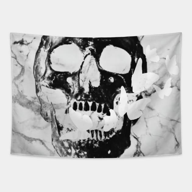 Halloween aesthetics skull devil ghost spooky creepy skeleton moon marble butterfly retro vintage gothic horror Tapestry by AGRHouse