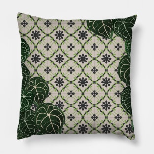 Tiles and leaves Pillow