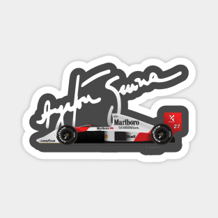 Ayrton Senna's McLaren MP4/5 Illustration with signature Magnet