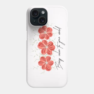 Watercolor Pink Flowers with Teal Leaves Phone Case