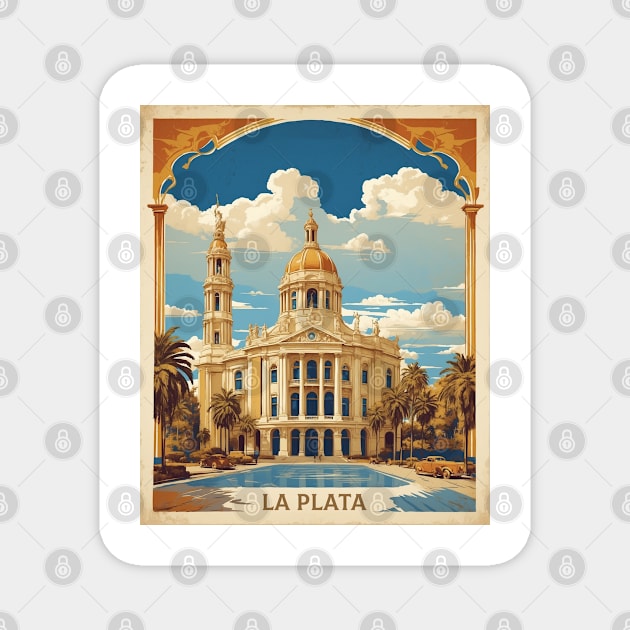 La Plata Argentina Vintage Tourism Poster Magnet by TravelersGems