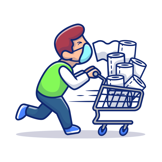 Masked Man Pushing Trolley With Tissue by Catalyst Labs