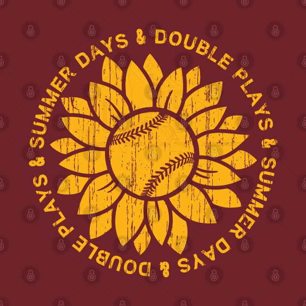 Sunny Days and Double Plays Baseball or Softball Summer Sunflower Fastpitch Original by TeeCreations