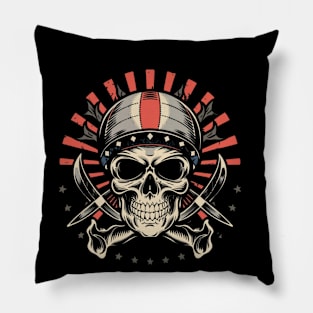 Rebellious Spirit Skull Ink - Defiant Tattoo Design Pillow