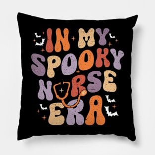 Retro Vintage Groovy Halloween In My Spooky Nurse Era Scary Pillow