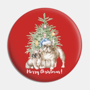 French Bulldogs Under the Christmas Tree Pin