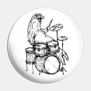 SEEMBO Sea Lion Playing Drums Drummer Drumming Band Pin