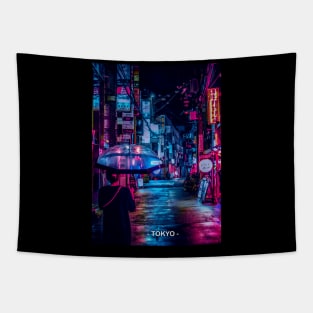 Tokyo Street Neon Synthwave Tapestry