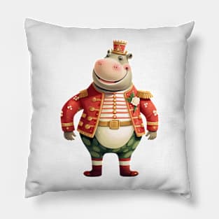 Hippo Christmas Nutcracker Pillow