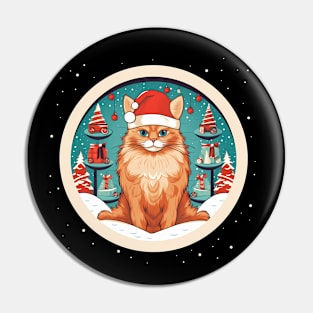 Somali Cat Xmas, Love Cats Pin