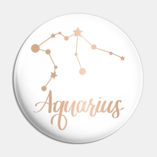 Aquarius Zodiac Constellation in Rose Gold Pin