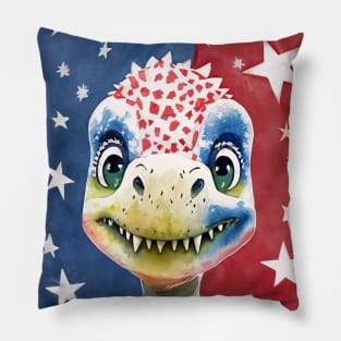 Cute Dinosaur Watercolor art Pillow