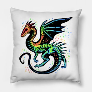 Rainbow Skeleton Dragon Pillow