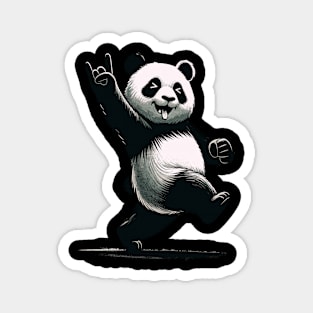 Retro Panda Rock Music Gift Funny Panda Magnet