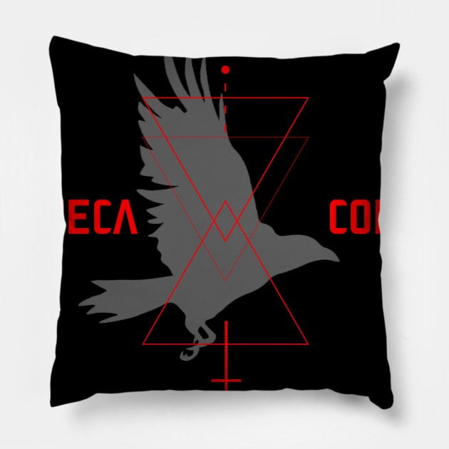 CORVIDAE Logo (Red) Pillow by APOTHECA CORVIDAE