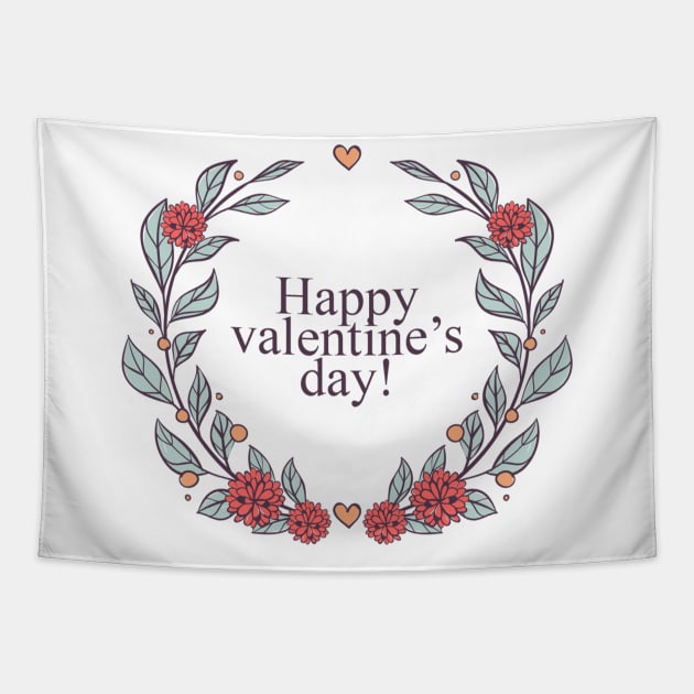 Happy Valentine's Day T-Shirt Tapestry by YousifAzeez