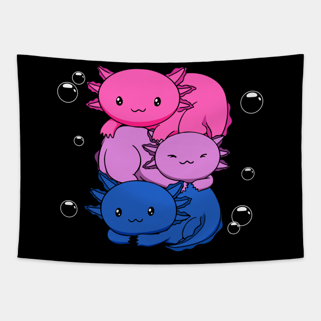 Kawaii Axolotl Pile Bisexual Pride Flag Bi Lgbtq T Bisexual Pride Tapestry Teepublic
