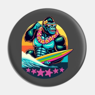 Retro Gorilla Surfer Pin