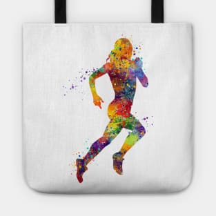 Girl Running Watercolor Tote