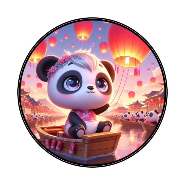 Cute Panda with Lantern by PlayfulPandaDesigns