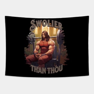 Swolier than thou Jesus Christ gym shirt Tapestry