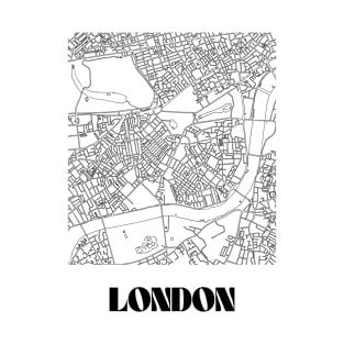 Retro Map of London, England Minimalist Line Drawing T-Shirt