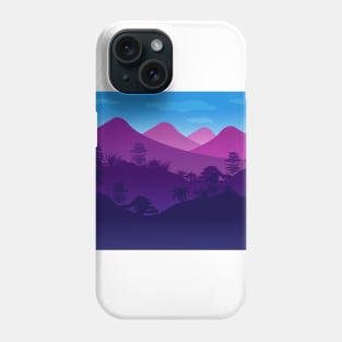 Forest Mountain Silhouette Blue purple Phone Case