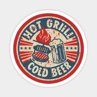 Hot grill and cold beer Magnet