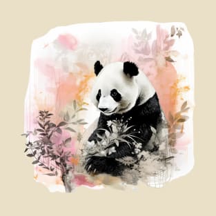 Panda with semi abstract foliage T-Shirt