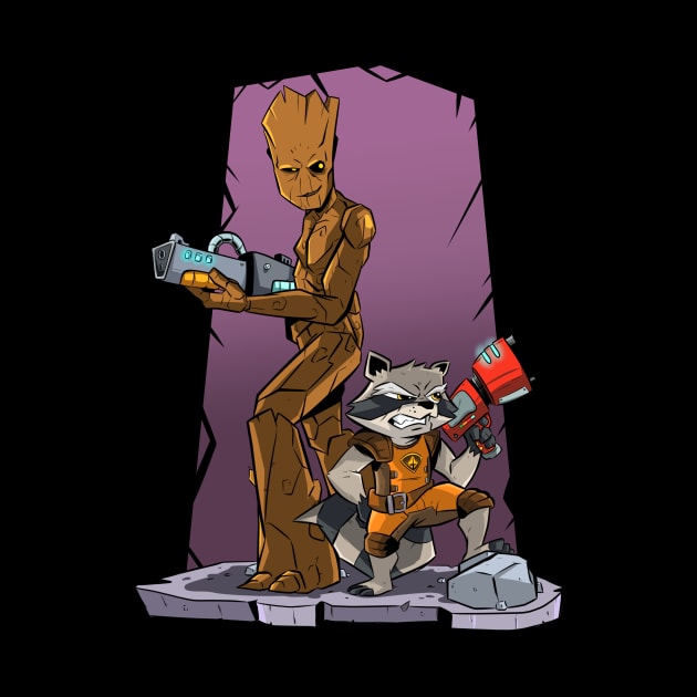 Rocket and Groot by Jetnder