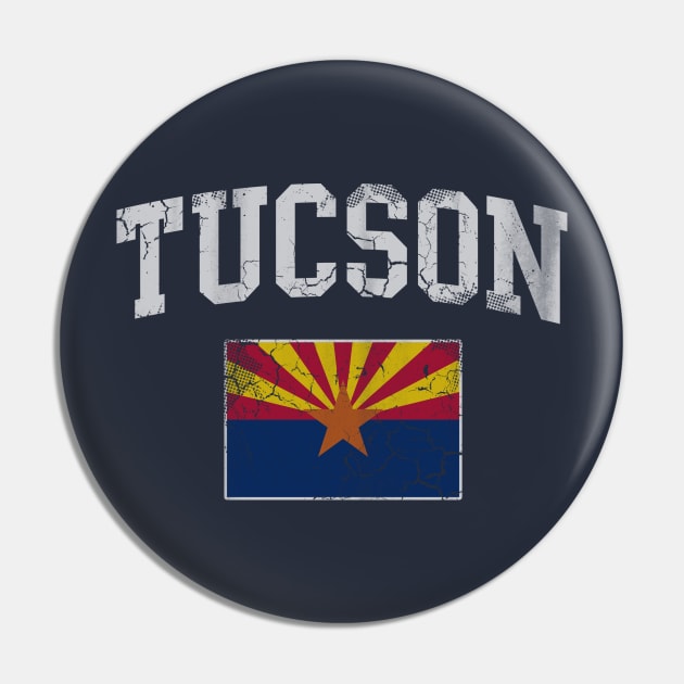 Vintage Tucson Arizona Flag Home Love Vacation Pin by E