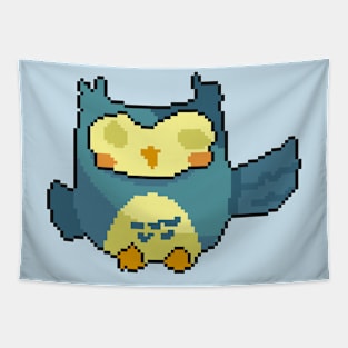 Wise Whispers: Pixel Art Owl Design for Trendy Fashion Tapestry