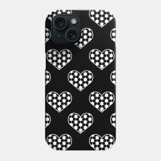 Football / Soccer Ball Texture In Heart Shape - Seamless Pattern in Black and White Tones Phone Case