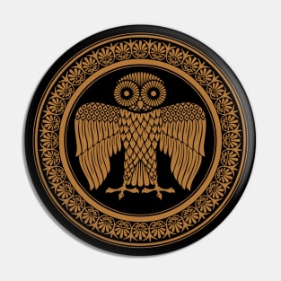 Greek Owl Shield - Spartan Warrior Pin