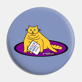 Chonky Cat with Biden Harris Sign Pin