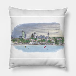 Auckland Skyline - Milford Beach Pillow