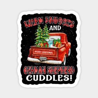 Warm Snuggles And German Shepherd Cuddles Ugly Christmas Sweater Magnet