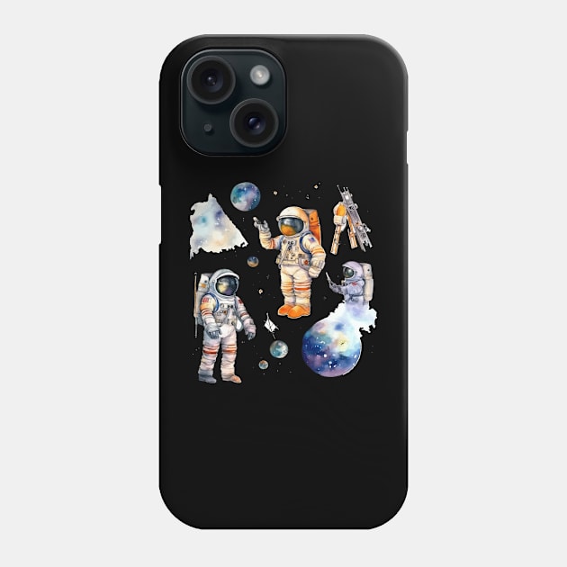 Astronaut Space watercolor theme Phone Case by Mako Design 