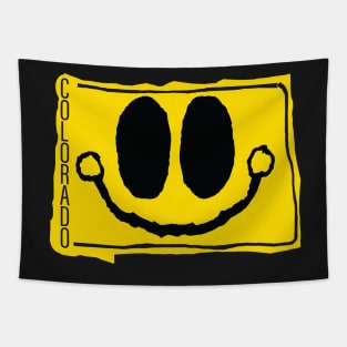 Colorado Happy Cartoon Map Face with smile Tapestry