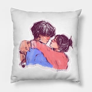 Longing eyes (Cute couple Kiss) Pillow