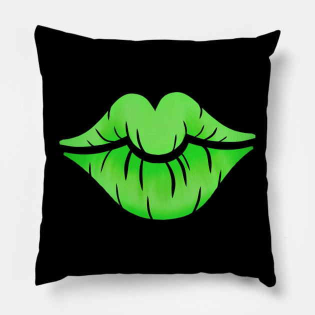 Green Lips Pillow by SisterSpyder923