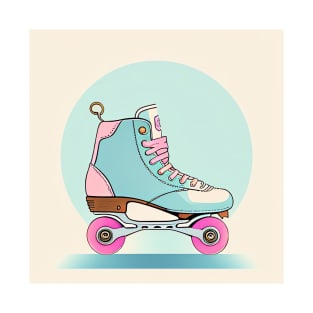 Pastel Blue Vintage Roller Skates Pop Art T-Shirt