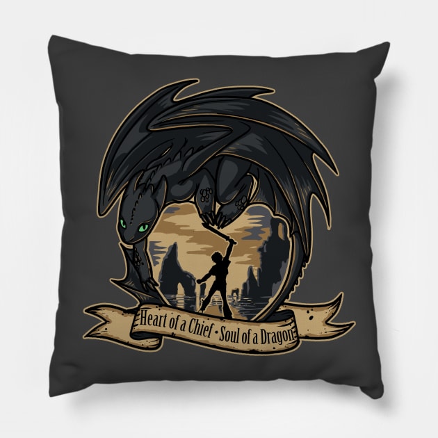 Heart of a Chief, Soul of a Dragon Pillow by sugarpoultry