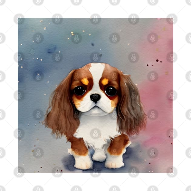 Cute Cavalier King Charles Spaniel Dog Puppy Art 2 by cutiepeaupies