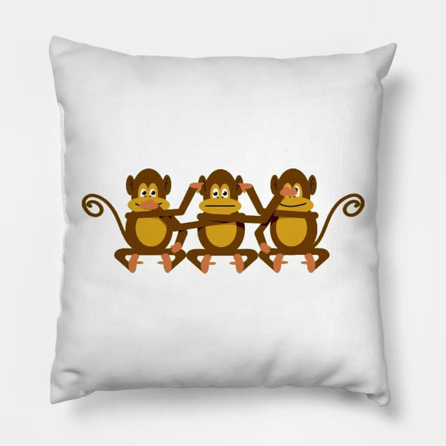 You Speak No Evil! You Hear No Evil! You See No! Evil! Pillow by Shine