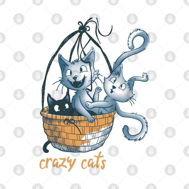 Cats playing with balls of yarn Funny T-shirt 2-03 by ToddT